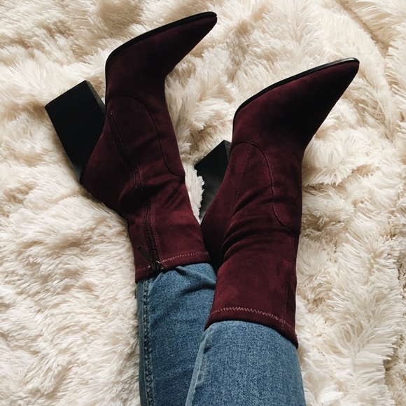maroon suede boots